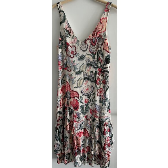 Club Monaco Multi Color Floral Silk V-Neck Dress Sz 10 - Picture 1 of 7